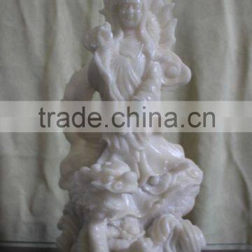 Marble resin Kwan Yin with dragon statue DSF-HR18