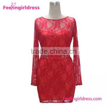Red Long Dress Making Lace Fabric Evening Dress Material Lace photo-3