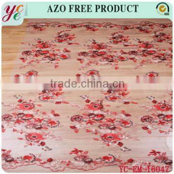 Chinese flowering crab-apple type design embroidered organza fabric embroidery