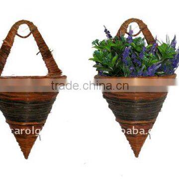 Fern and Rattan Cone Wall basket- Wall cone flower pot - Fern and Rattan Wall flower pocket