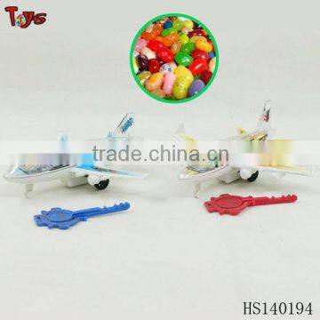 Free wheel shooting plane plastic candy containers toys