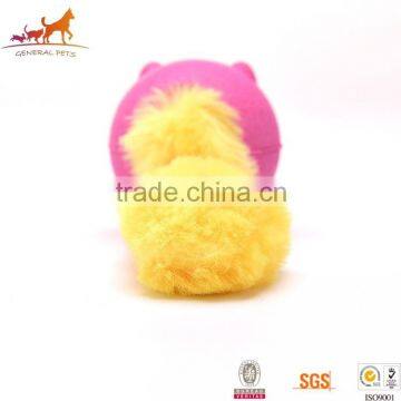 Strech Rubber Squeaky Pig Puppy Dog Chew Toy With Plush Tail