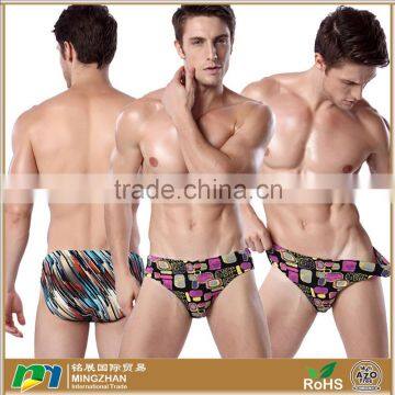 Fashion Floral Print Spandex Nylon Brief Mens Swimwear