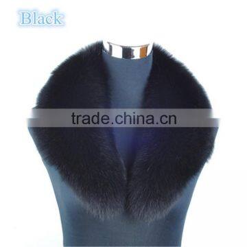 Big Genuine Detachable Black Fox Fur Shawl Collar for Women Leather Jacket