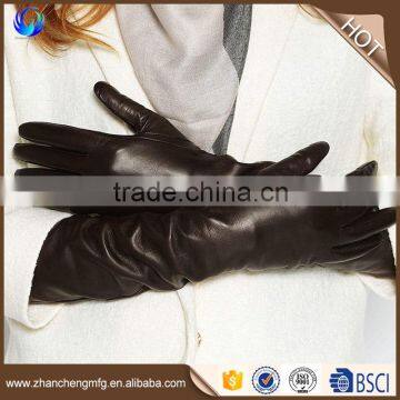 women long leather gloves skin tight sheepskin gloves with low price