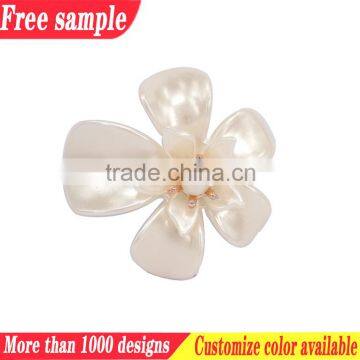 Plastic pearl shoe flower buckle accessories girls shoe accessory plastic flower