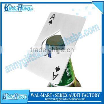 Stainless steel ace of spades poker card bottle opener