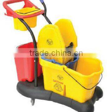 Single Wringer Bucket c/w Trolley Tool Container Extra Bucket Below Wringer