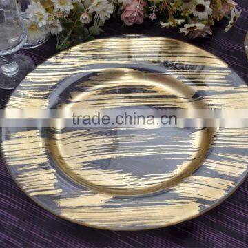 Wholesale Cheap Hotel and Restaurant Use Gold Silver Glass Wedding Charger Plate