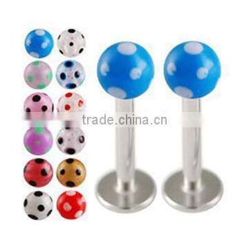 new design Labret 316L Surigal Steel Lip Ring with Soccer body piercing jewelry