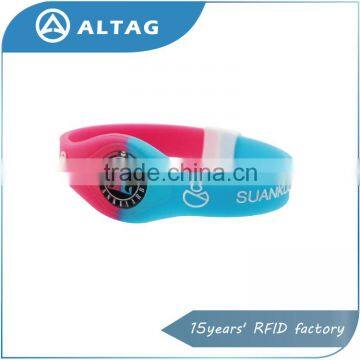 Custom logo printed 13.56mhz rfid silicone wristband nfc bracelets