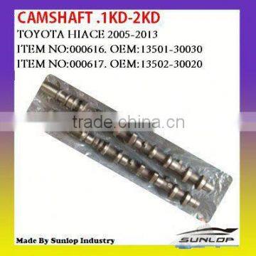 toyota hiace car spare parts camshaft 1KD-2KD #000616 #000617 new camshaft 1KD-2KD for hiace 2005 up,hiace 200,commuter,quantum,