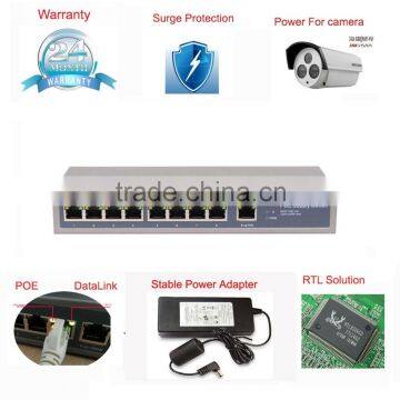 8 port POE Switch 10/100Mbps 48V output with 1 data uplink port for IP camera power supply