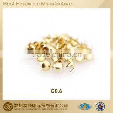 brass antirust nail head for garment,brass plated nails