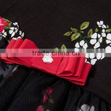 Beautiful Embroidered Baby Girl Dress,black Casual Dress With Flower Pattern