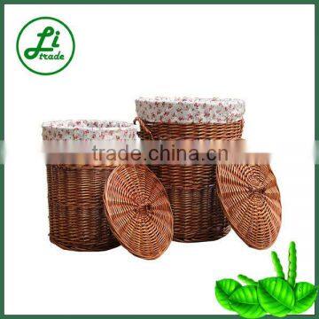 Round wicker clothes hamper