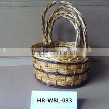 natural color 4 sets willow storage basket with handle