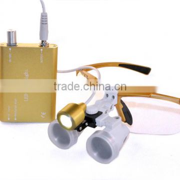 Popular RED BLUE BLACK YELLOW SILVERPortable Dentist Surgical Medical Binocular Dental Loupes with LED Head Light Lamp