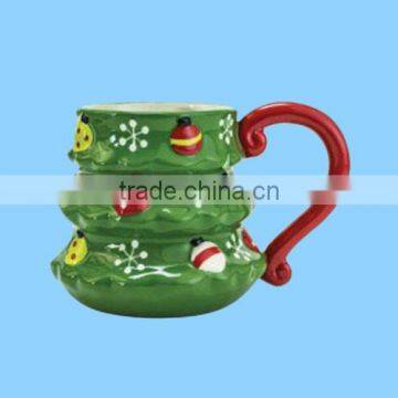 Ceramic green Christmas novelty custom cup printing mug