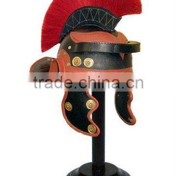 Medieval Leather Roman Centurian Armor Helmet with Plume