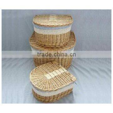 wholesale half round wicker storage basket with beautiful liner