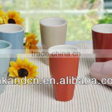 beautiful and solid stackable ceramic coffee mug without handle