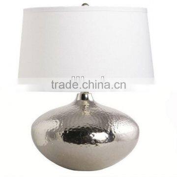 Hot Selling silver color round table lamp UL with White shade