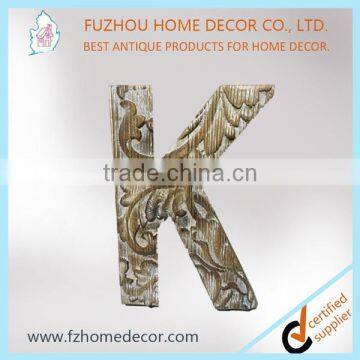 Shabby chic style large 3d wooden decorative letters with carved surface