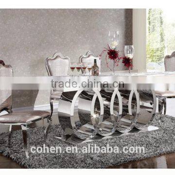 Luxury Audi Symbol stainless steel frame rectangle luxury dining table and chairs