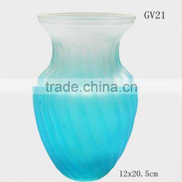 plum home decoration blue frosted glass vase