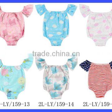 Infant Baby Floral Cotton Boho Short Sleeve Romper Open Snap Crotch Bodysuit photo-6