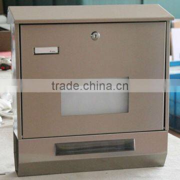 FQ-200 Solar Led Mailbox Stainless Steel Letterbox with newspaper Holder