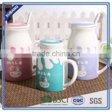 White Ceramic Milk Mug With Silicone Lid and Sleeve photo-5