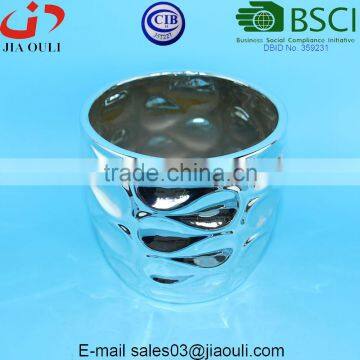 Metal Electroplating Silver Ceramic Planter Pot photo-3