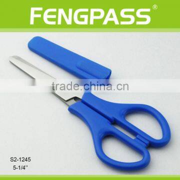 S2-1245 5-1/4" 2CR13 Stainless Steel PP Plastic Handle Paper Cutting Stationery Scissors With Plastic Cap photo-2