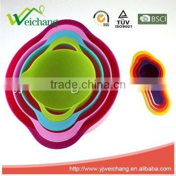 WCE7041 New Design Colorful Plastic Multicolor Decorative Measuring Spoon and Bowl Set, Set of 8