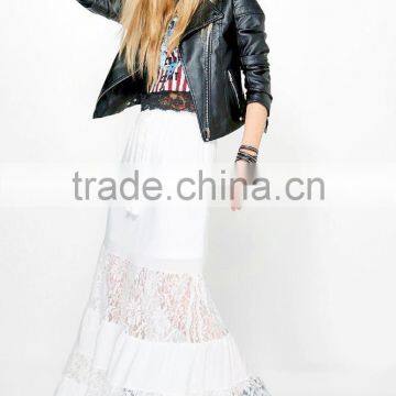 Party Wear Long Tiered Dance Skirts Lace Panelled Tassel Tie Bohemian Maxi Skirts Wholesale photo-2