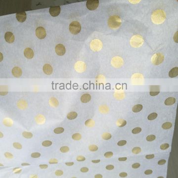 Gold polka dot logo with white tissue paper 17 gsm