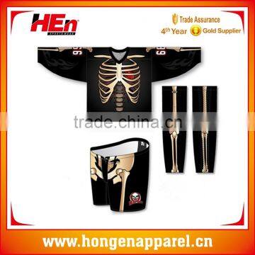 Hongen apparel OEM tackle twill logo hockey set with your name and number