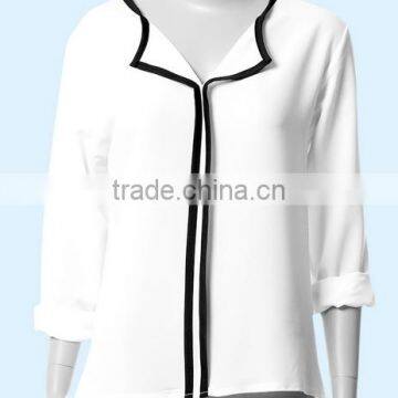 OEM Ladies Long Sleeve White Chiffon Blouse photo-3
