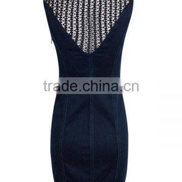 Express Clothing Manufacturing Ladies' Slim Fit Sleeveless Hollow Denim Adult Fairy Dresses photo-3