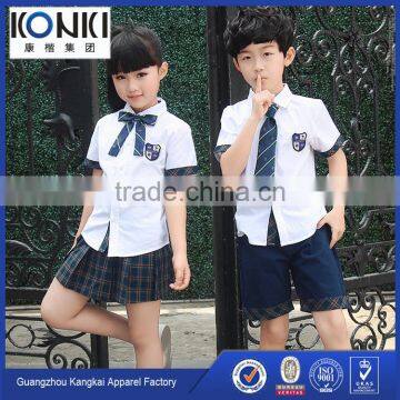 white school uniforms shirt navy short/skirt school uniform factory