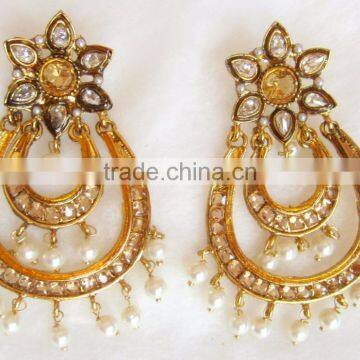 Gold Plated DANGLER Chand Bali Earrings photo-5