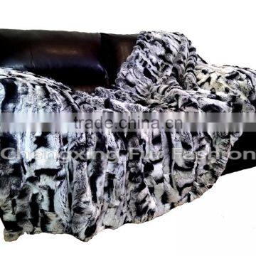 CX-D-65D Fashion Fur Throw Home Decor Genuine Rex Rabbit Fur Blanket photo-3