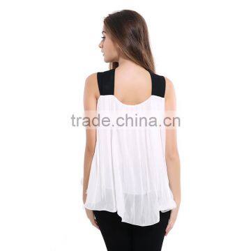 Maxnegio New Fashion Black Strap Sleeveless Chiffon Blouse Ladies Tops Latest Design photo-4