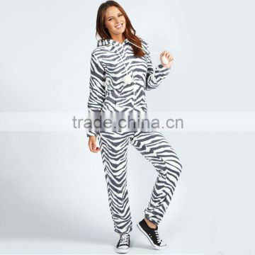 Wholesale factory price zebra stripes couple casual adult polyester onesie