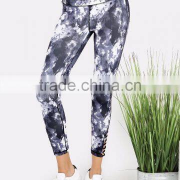 New Design Cut Out Women Fitness Joggers NAVY 95% Polyester 5% Spandex Custom Digital Print Jogging Skinny Pants photo-2