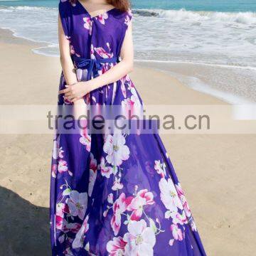 Z&M Maxi Beach Dress Ladis Maxi Dress Floral Maxi Dress Sleeveless photo-2