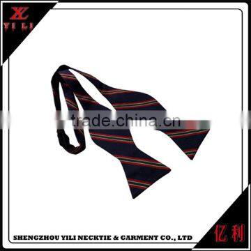 Stripe School Design Cheap Double Black Silk Self Tie Bow Tie photo-4