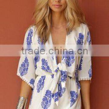 Clothing Factory Summer Women Chiffon Floral Print Plunge Beach Jumpsuit photo-4